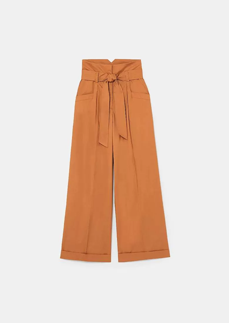 TARA JARMON Pyla Brown Poplin Pants Store