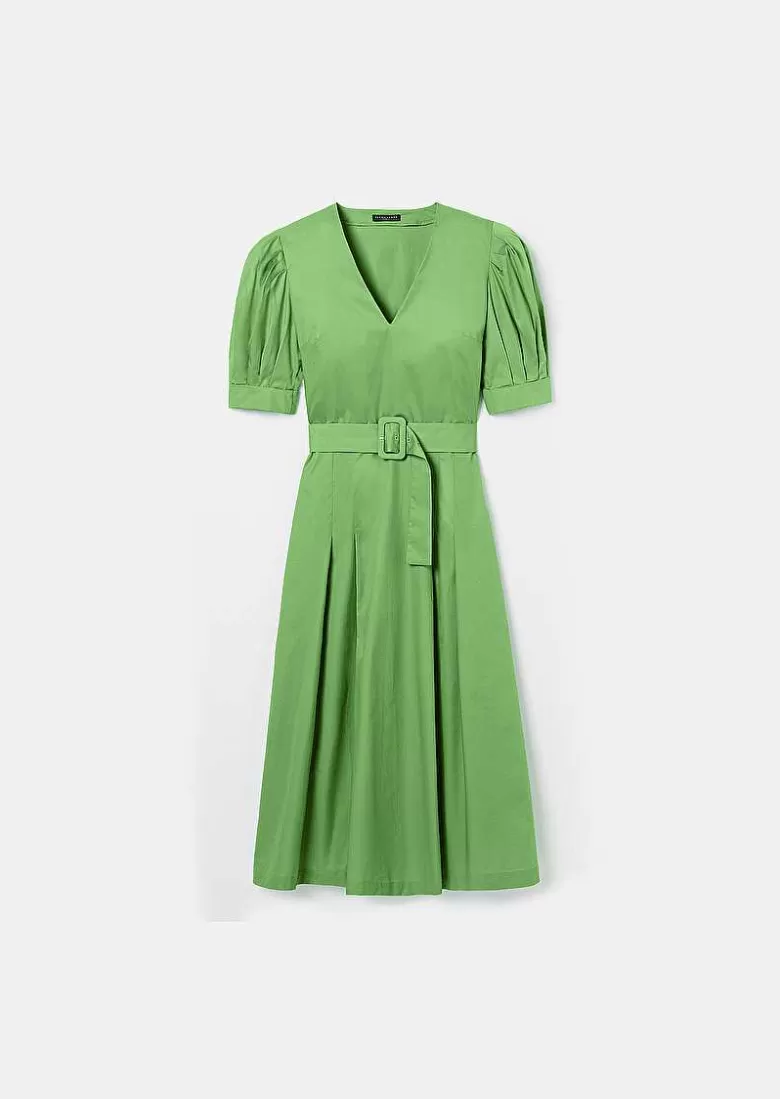 TARA JARMON Ranya Green Crisp Poplin Dress Outlet