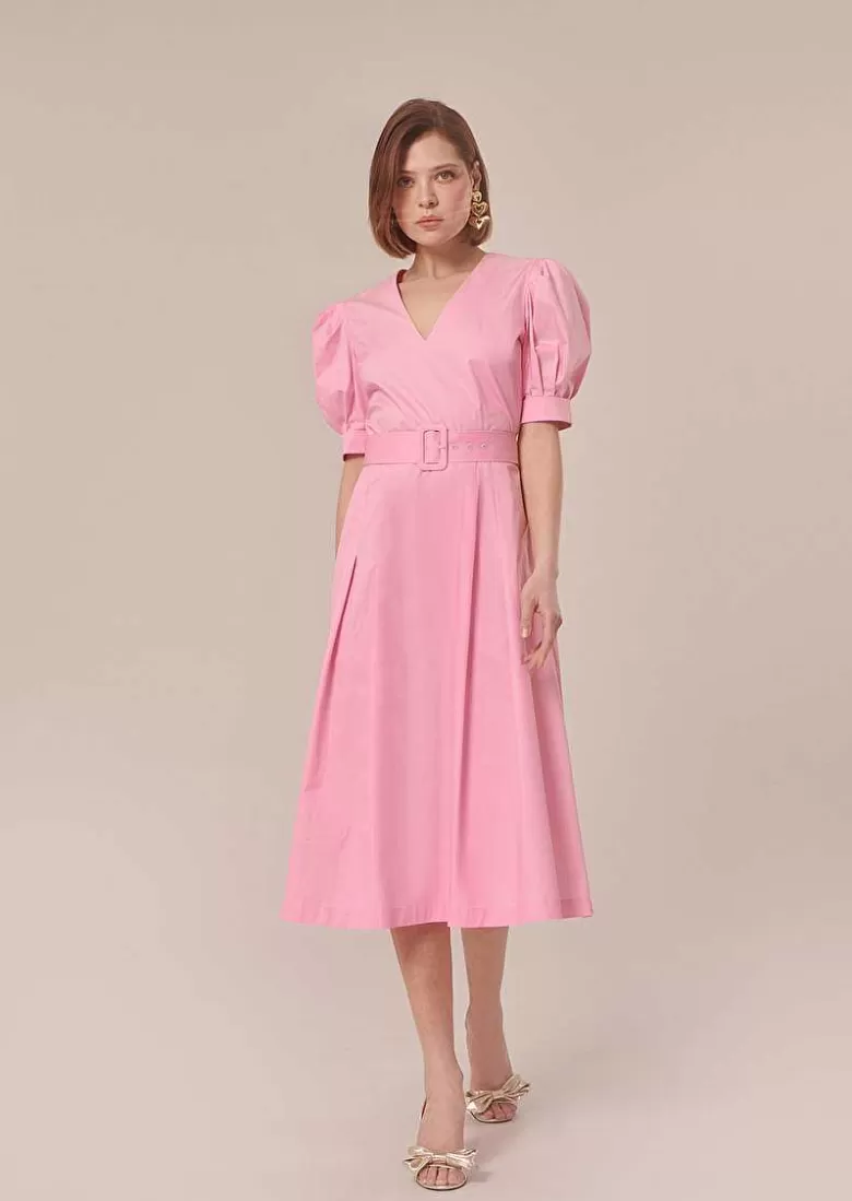 TARA JARMON Ranya Pink Poplin Dress Outlet