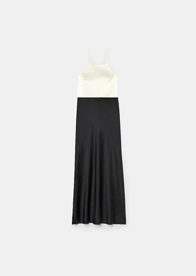 TARA JARMON Raphaelle Black Flowing Satin Dress Outlet