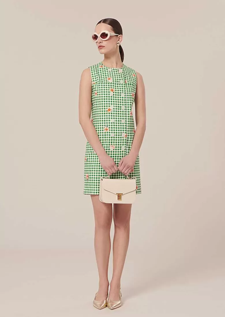 TARA JARMON Raphia Green Vichy Dress Fashion