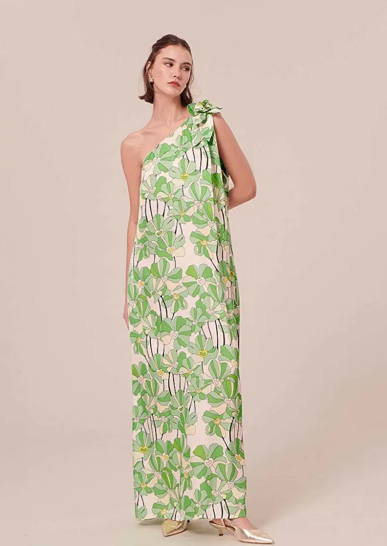 TARA JARMON Rekia Green Floral Printed Dress Shop