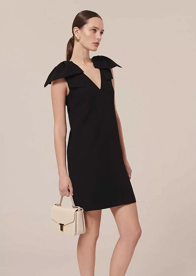 TARA JARMON Remarquable Black Crepe Dress Cheap