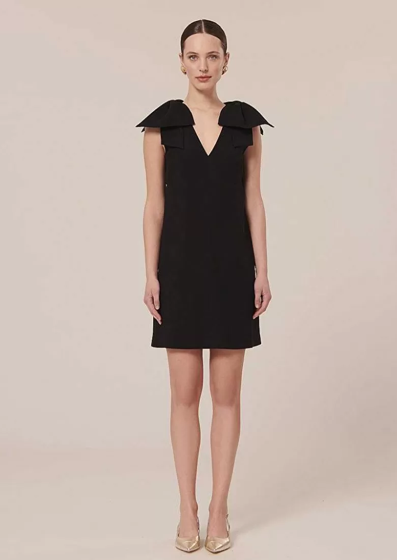 TARA JARMON Remarquable Black Crepe Dress Cheap