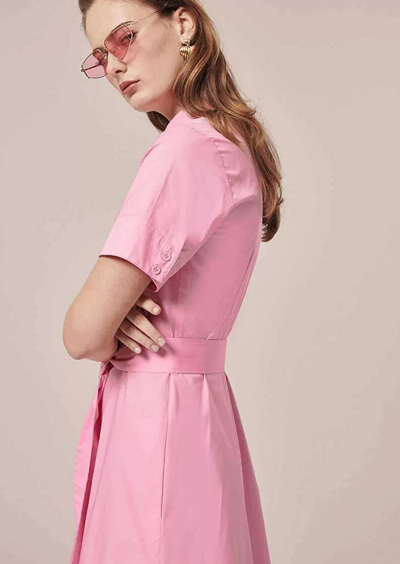 TARA JARMON Retronie Pink Poplin Dress Flash Sale