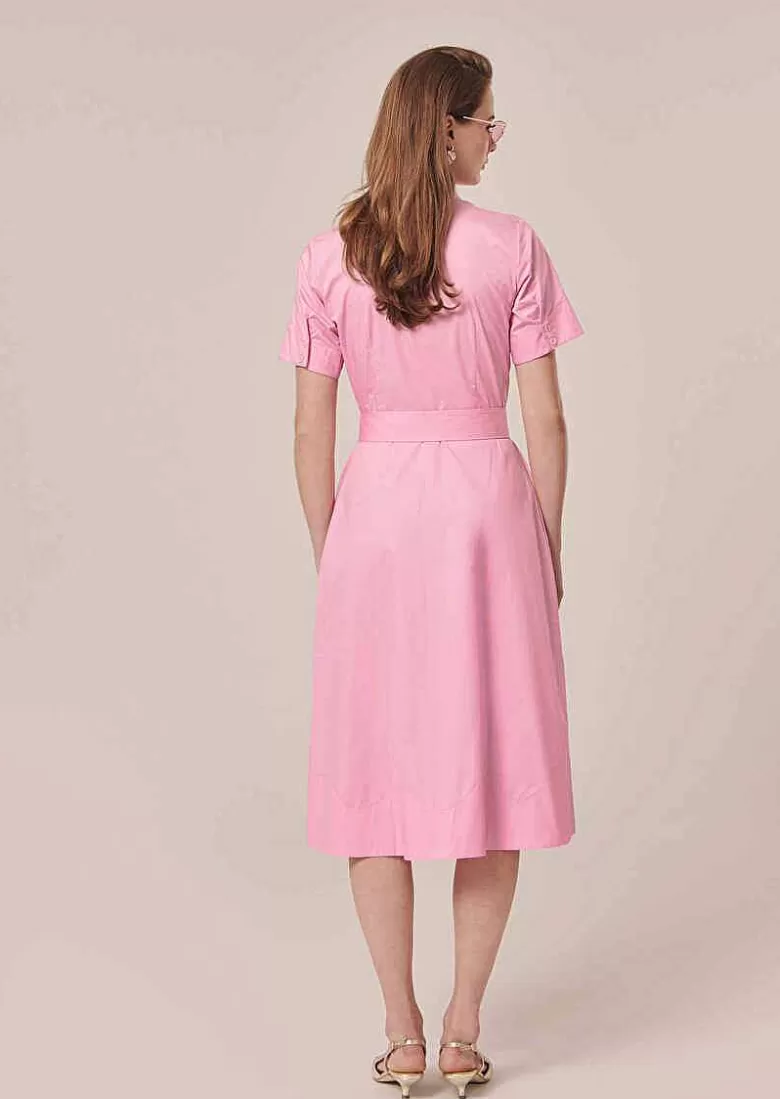 TARA JARMON Retronie Pink Poplin Dress Flash Sale