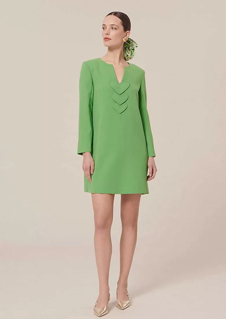 TARA JARMON Rhea Green Crepe Dress Store