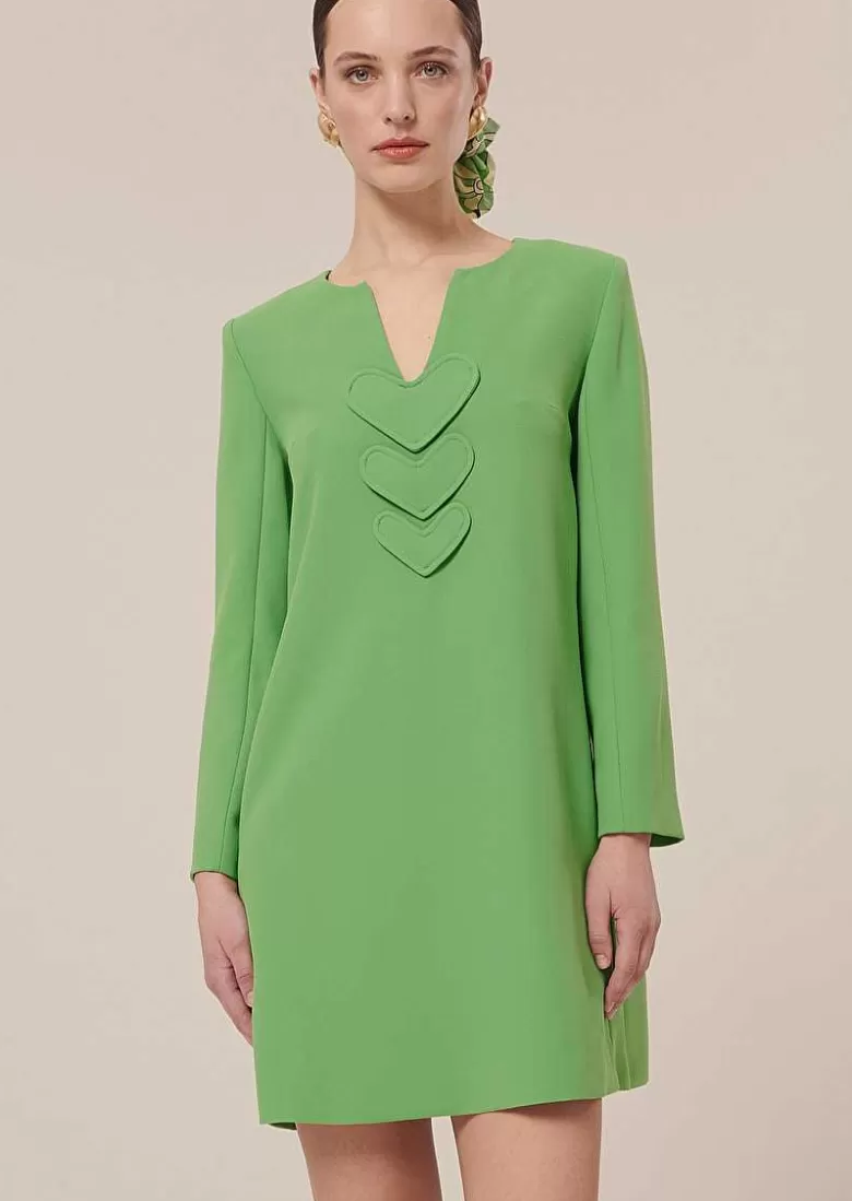 TARA JARMON Rhea Green Crepe Dress Store