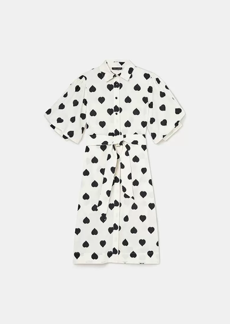 TARA JARMON Riminy Ecrue With Black Polka Hearts Dress Fashion