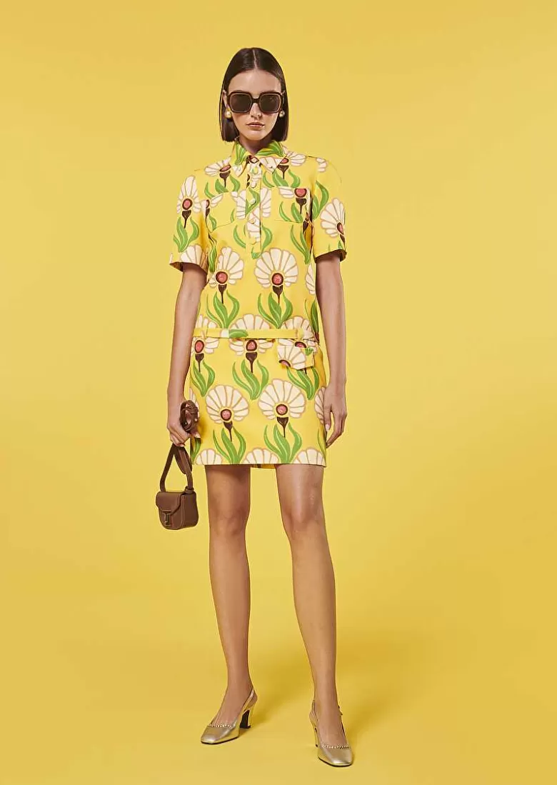 TARA JARMON Rivage Yellow Flowers Printed Dress Shop