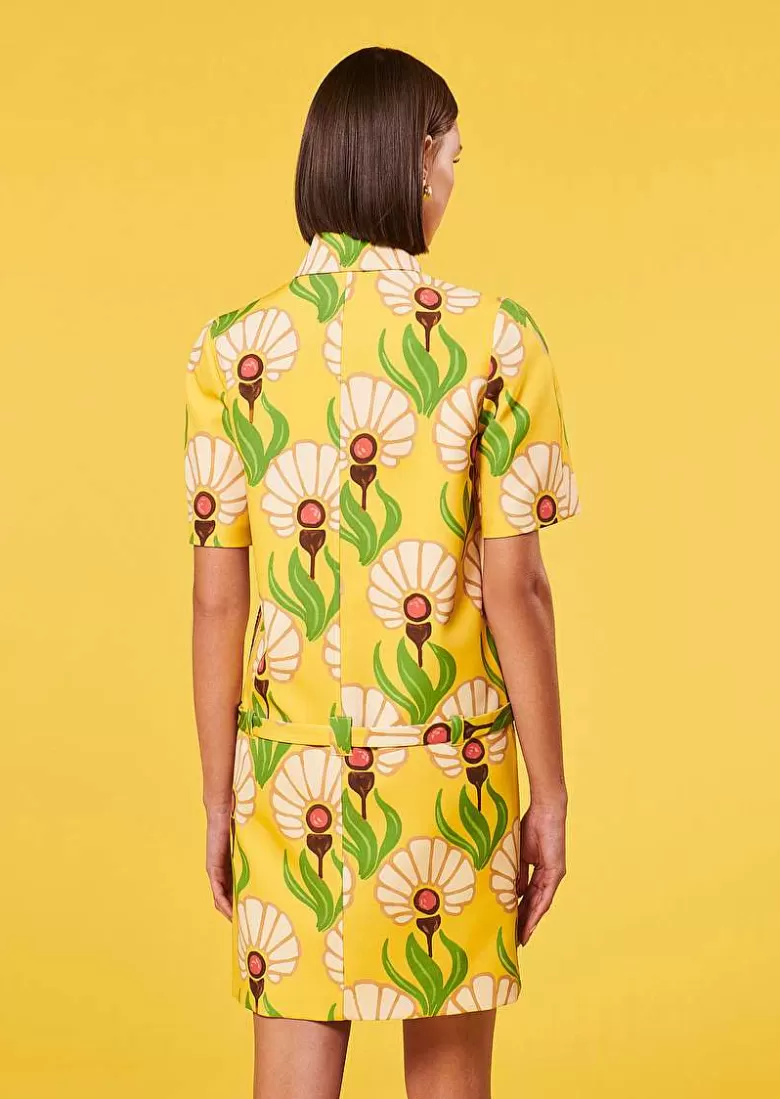 TARA JARMON Rivage Yellow Flowers Printed Dress Shop