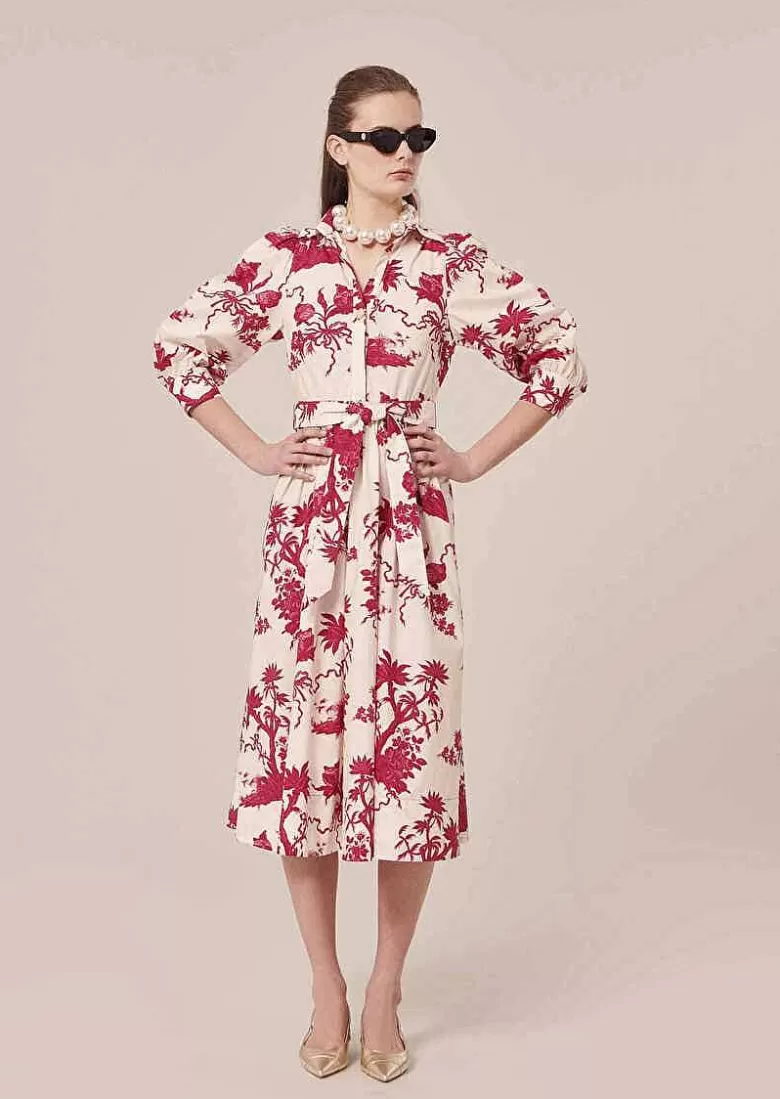 TARA JARMON Rivoltine Ecru Floral Printed Dress Clearance