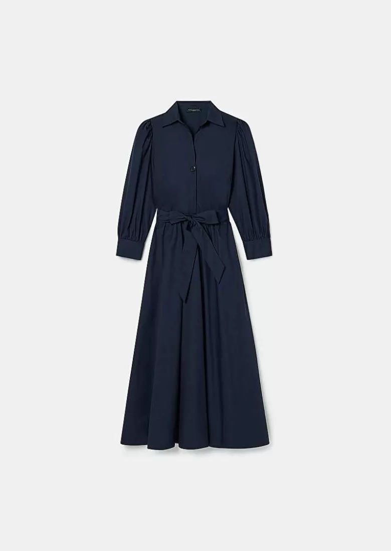 TARA JARMON Rivoltine Midnight Blue Poplin Dress Best Sale