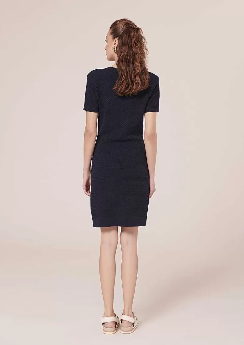 TARA JARMON Rocky Midnight Blue Cupro Dress Cheap