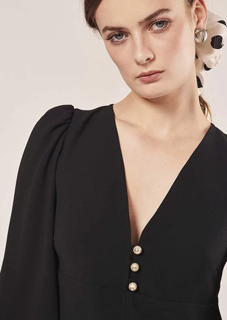 TARA JARMON Rolis Black Crepe Dress Flash Sale