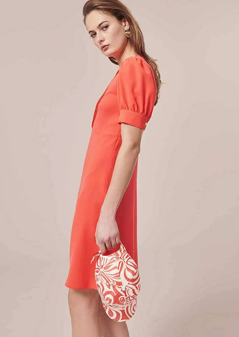 TARA JARMON Roucoule Coral Crepe Dress Flash Sale