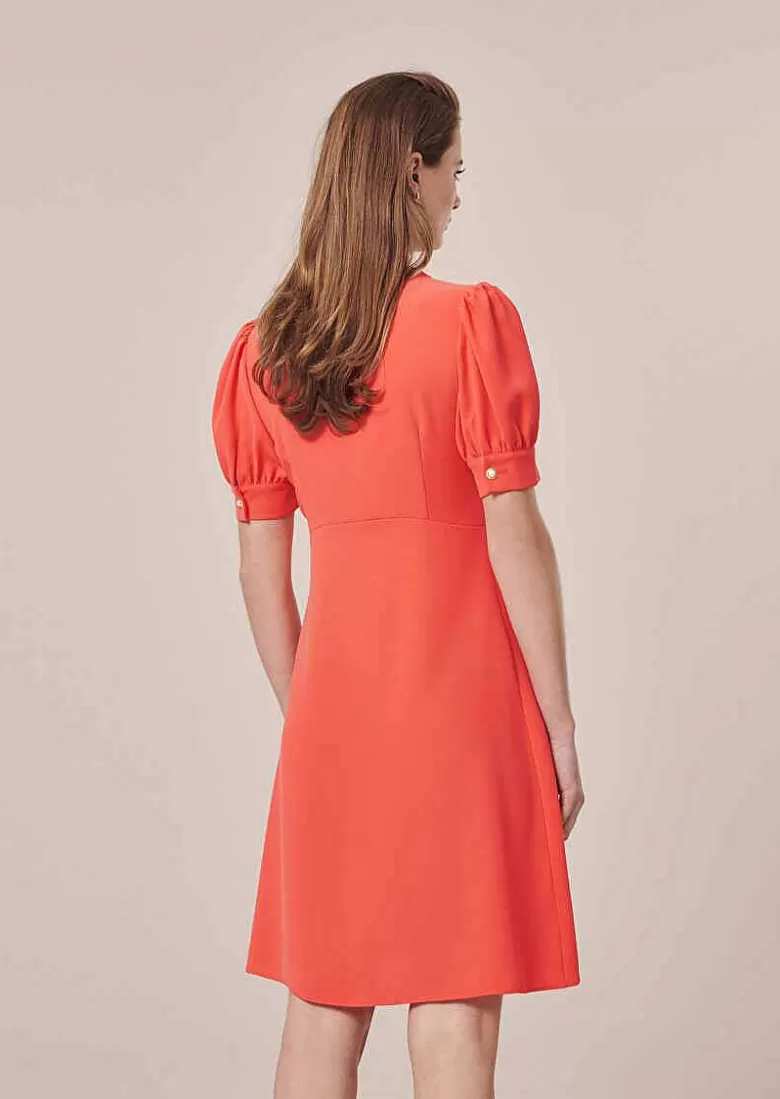 TARA JARMON Roucoule Coral Crepe Dress Flash Sale