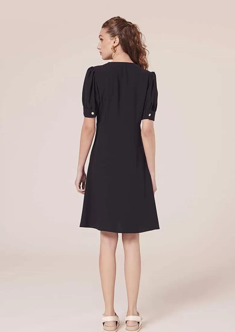 TARA JARMON Roucoule Midnight Blue Crepe Dress Store