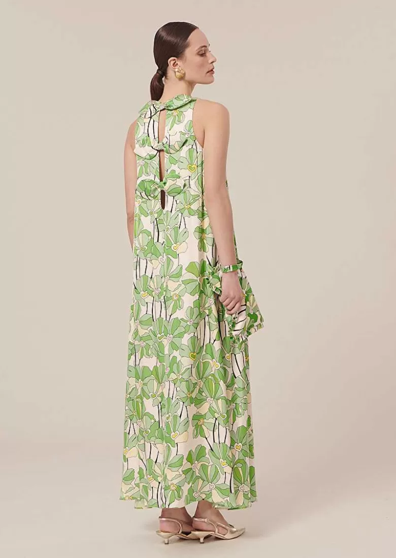 TARA JARMON Roxanne Green Floral Printed Dress Shop