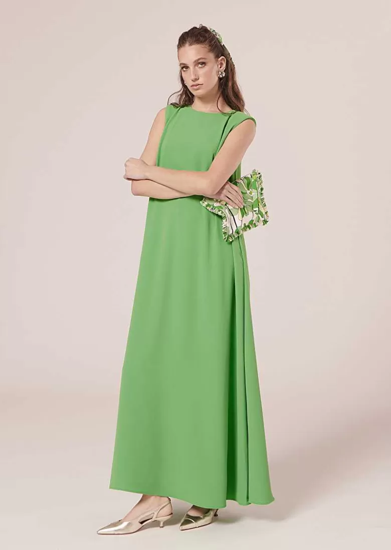 TARA JARMON Roxy Green Crepe Dress Best Sale