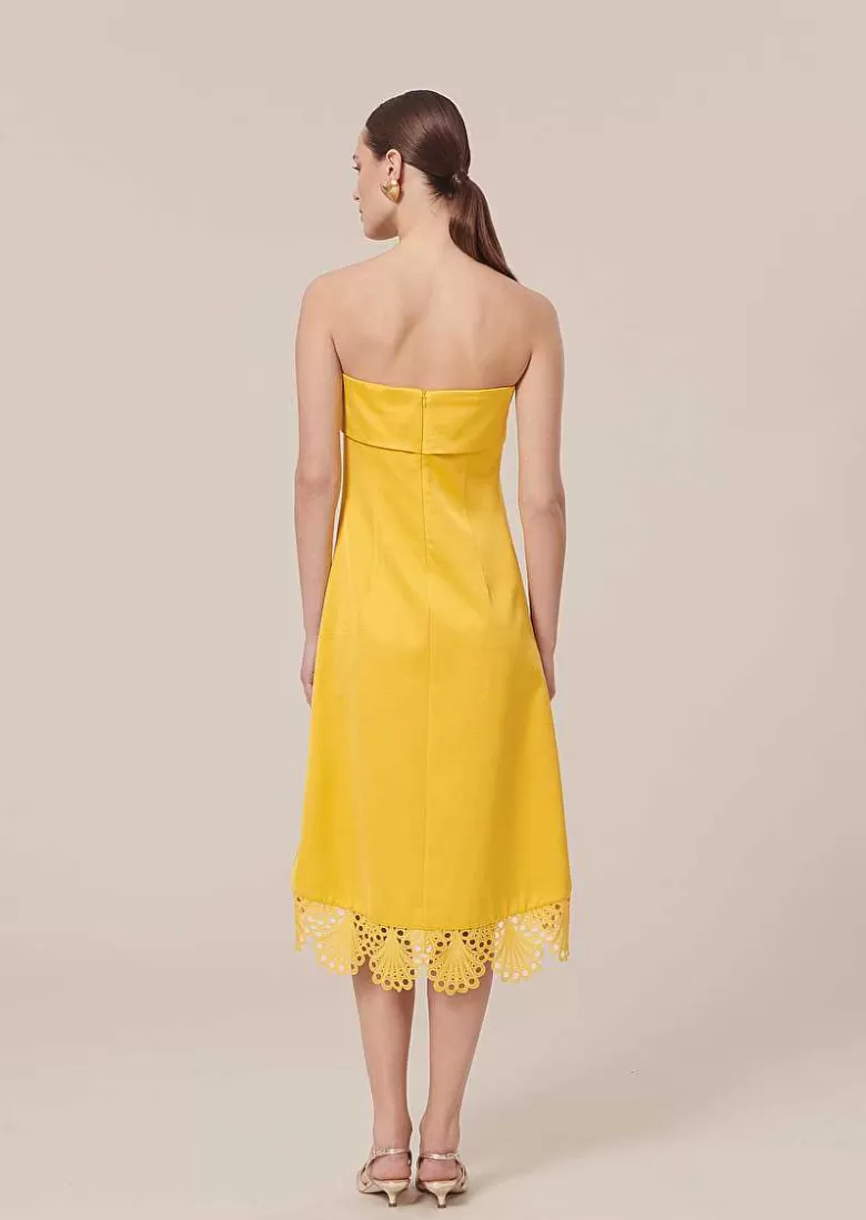 TARA JARMON Roy Yellow Satin Dress Online