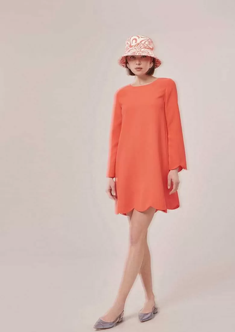 TARA JARMON Ruoda Coral Crepe Dress Discount