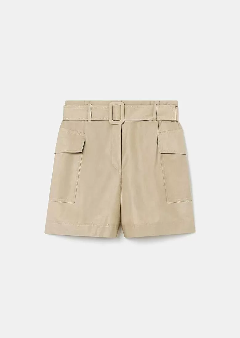 TARA JARMON Sylviane Beige Cotton Shorts Flash Sale