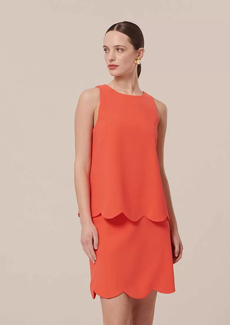 TARA JARMON Tabo Coral Crepe Top Shop