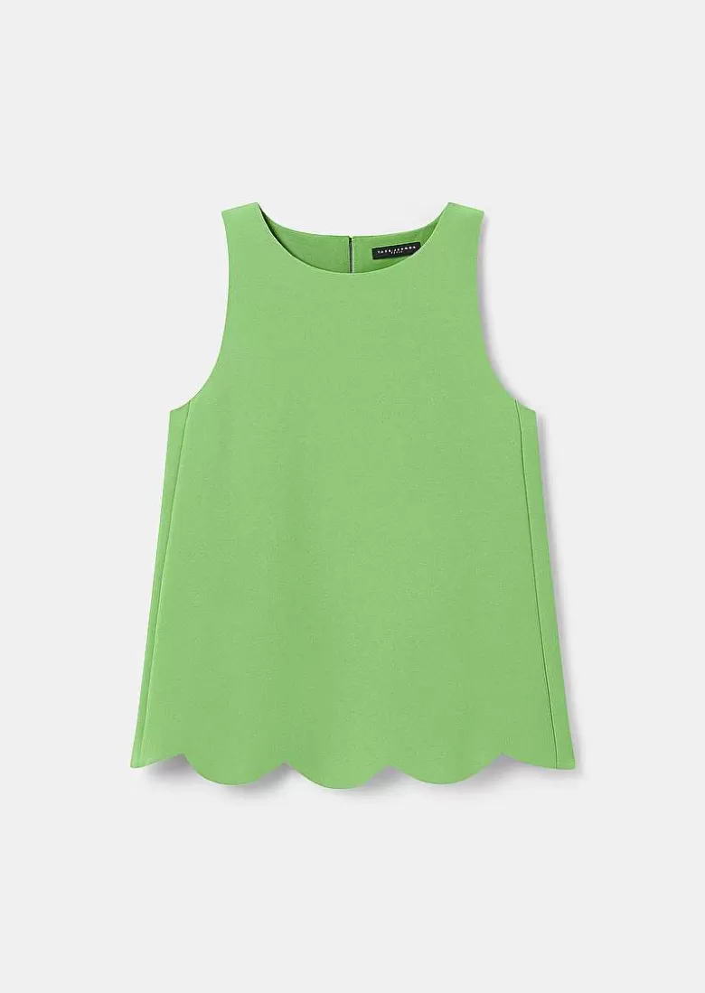 TARA JARMON Tabo Green Crepe Top Best Sale