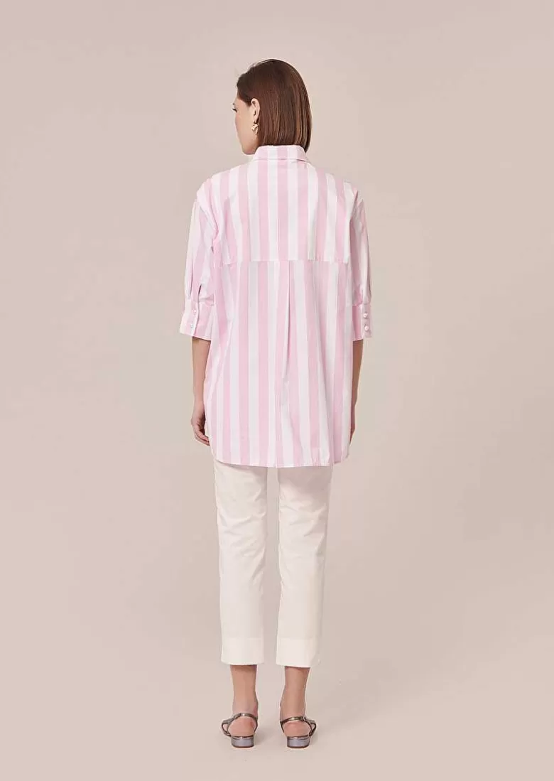 TARA JARMON Tallulah Pink Striped Poplin Shirt Fashion