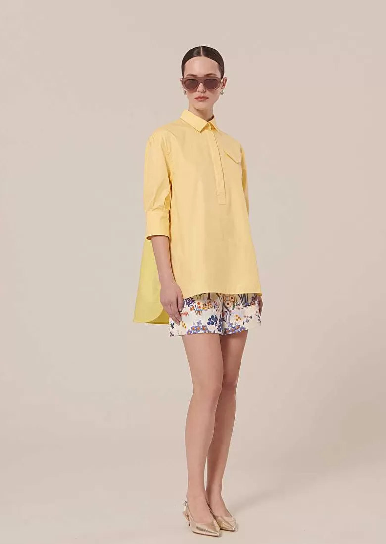 TARA JARMON Tallulah Yellow Poplin Shirt Clearance