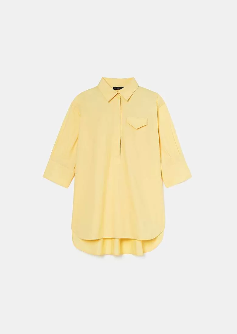 TARA JARMON Tallulah Yellow Poplin Shirt Clearance