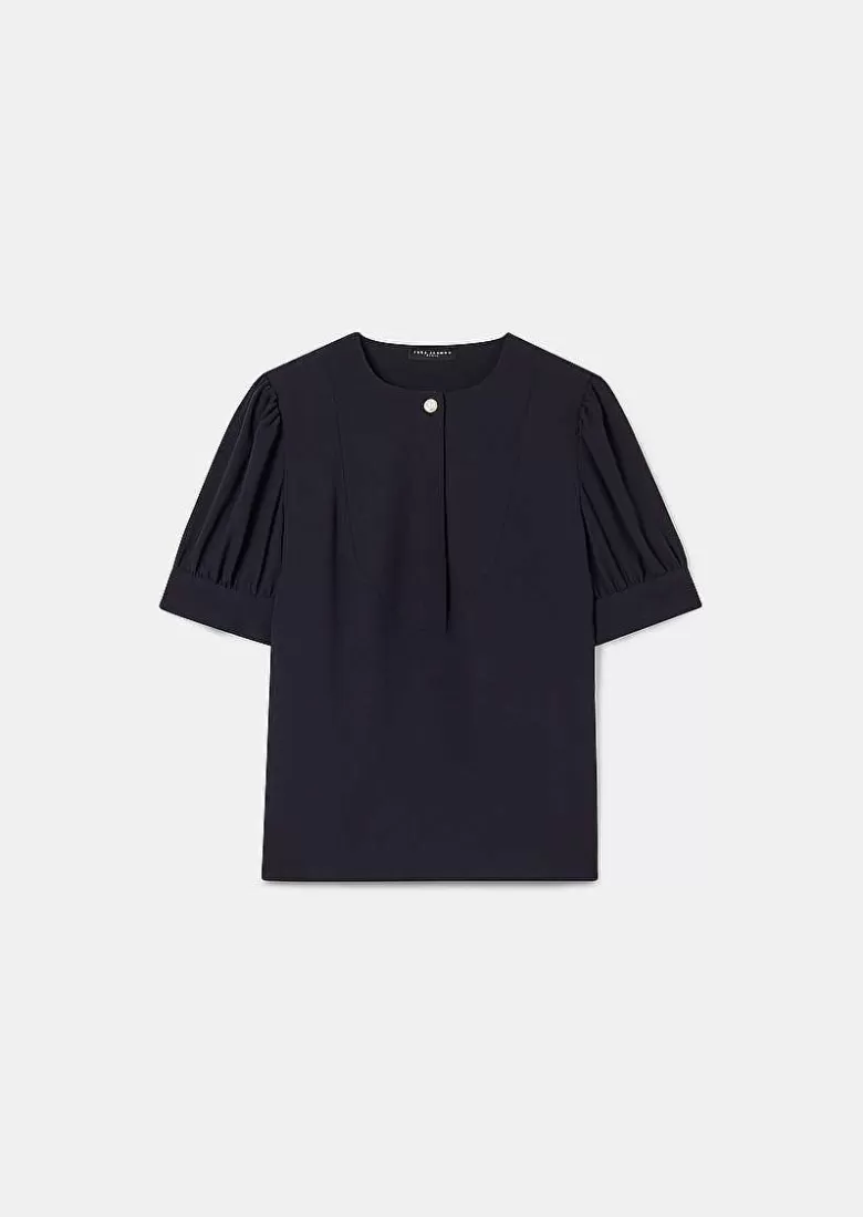 TARA JARMON Tourterelle Midnight Blue Crepe Blouse Sale