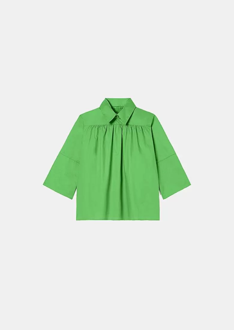 TARA JARMON Trinity Green Poplin Top Outlet