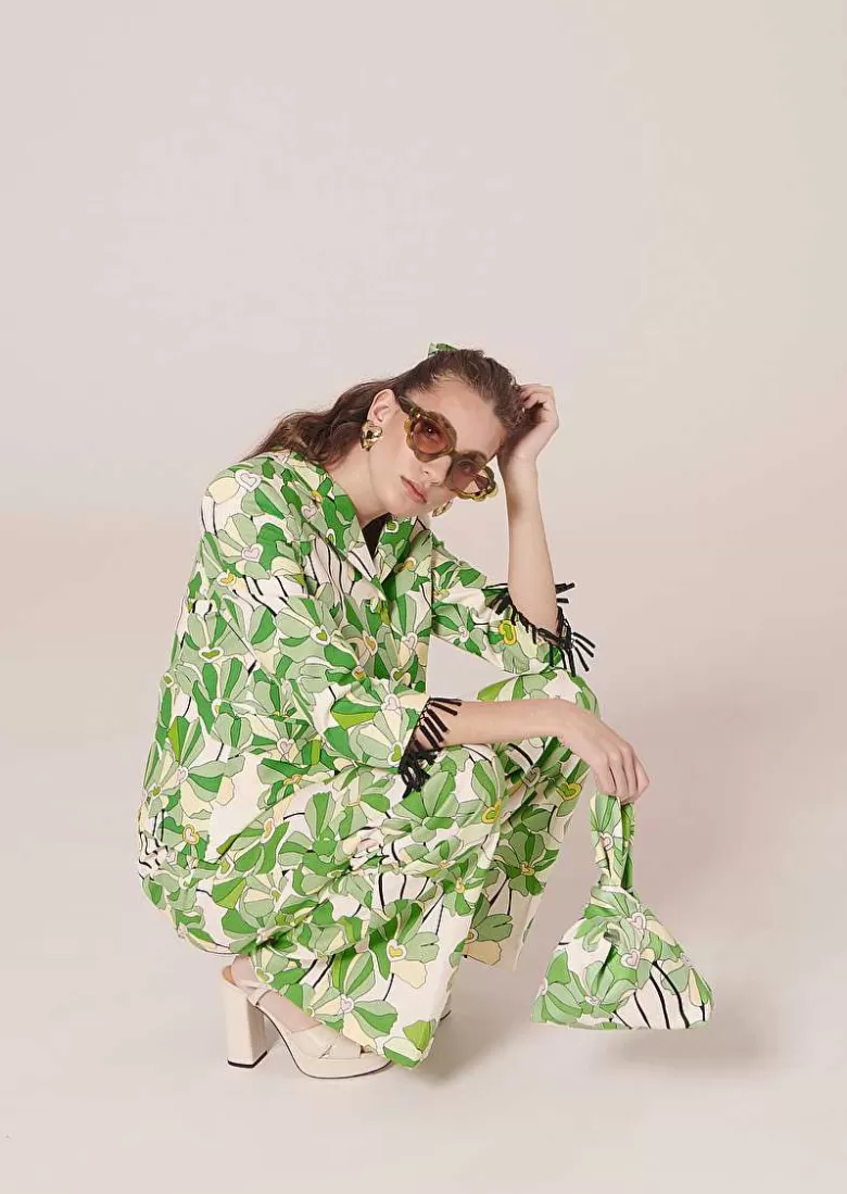 TARA JARMON Valensole Green Floral Printed Jackect Fashion