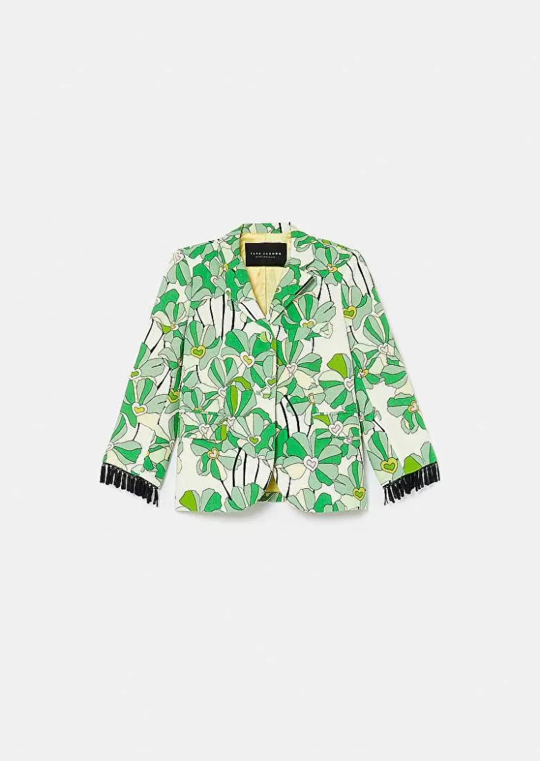 TARA JARMON Valensole Green Floral Printed Jackect Fashion