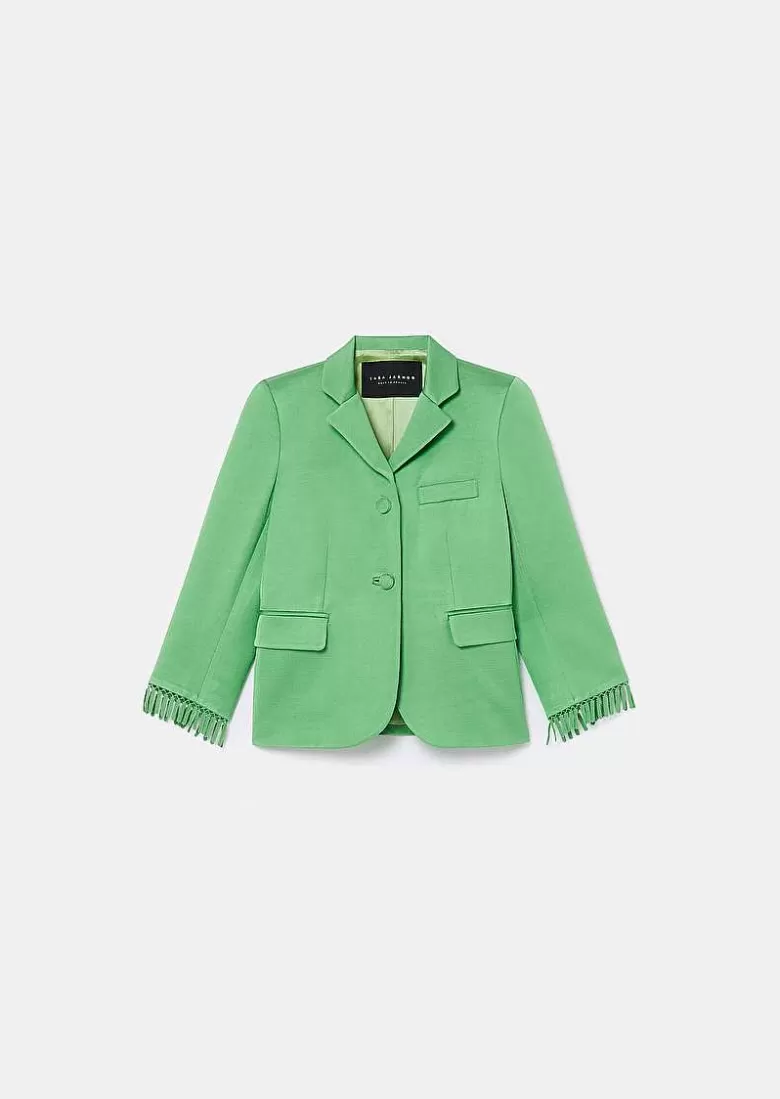 TARA JARMON Valensole Green Satin Jacket Cheap